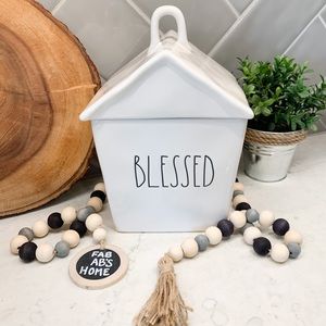 Rae Dunn “BLESSED” House Shaped Canister Jar